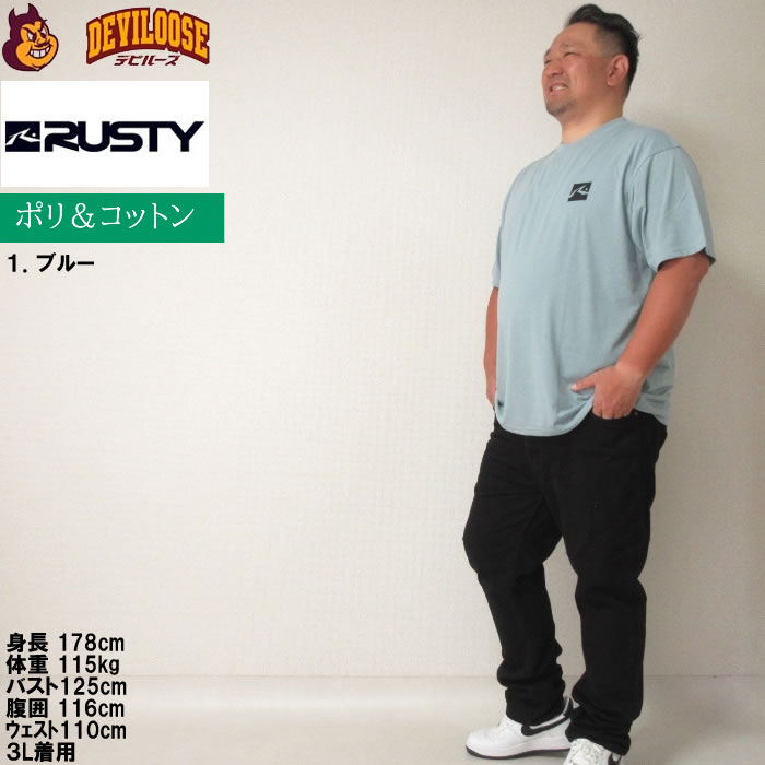 大きいサイズ メンズ RUSTY バンダナグラフィック 半袖 ポリ綿 T
