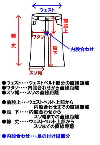 パンツ　サイズ　測り方